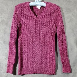 Croft & Barrow 100% Cotton Cable Knit Sweater Fuscia Size S